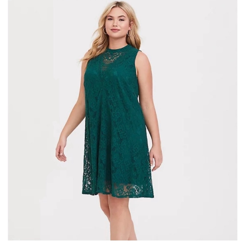 Torrid Elegant Green Lace Dress